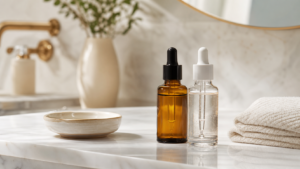 Editorial beauty still life for Can You Use Retinol and Vitamin C Together?.