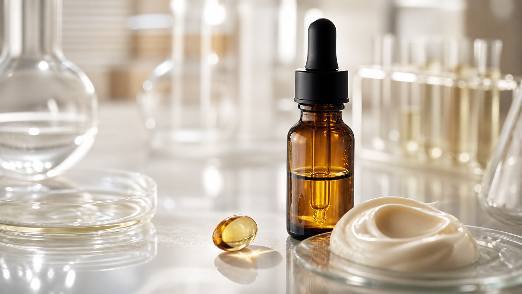Editorial beauty still life for The Science of Retinol: How It Transforms Skin.